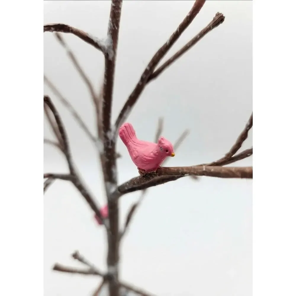 Dept 56 Village Frosted Bare Branch Tree With Cardinals And Squirrel